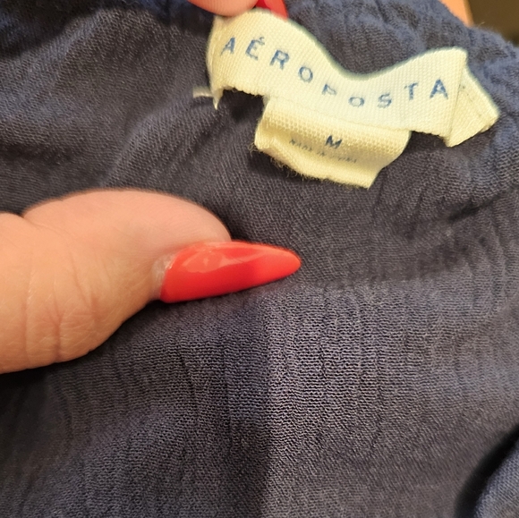 Aeropostale Blue Dress with Floral Embroidery Medium - Picture 4 of 4